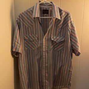 Men’s Size L Plains Western Wear Pearl Snap Button Shirt
